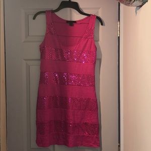 Hot pink sequin dress